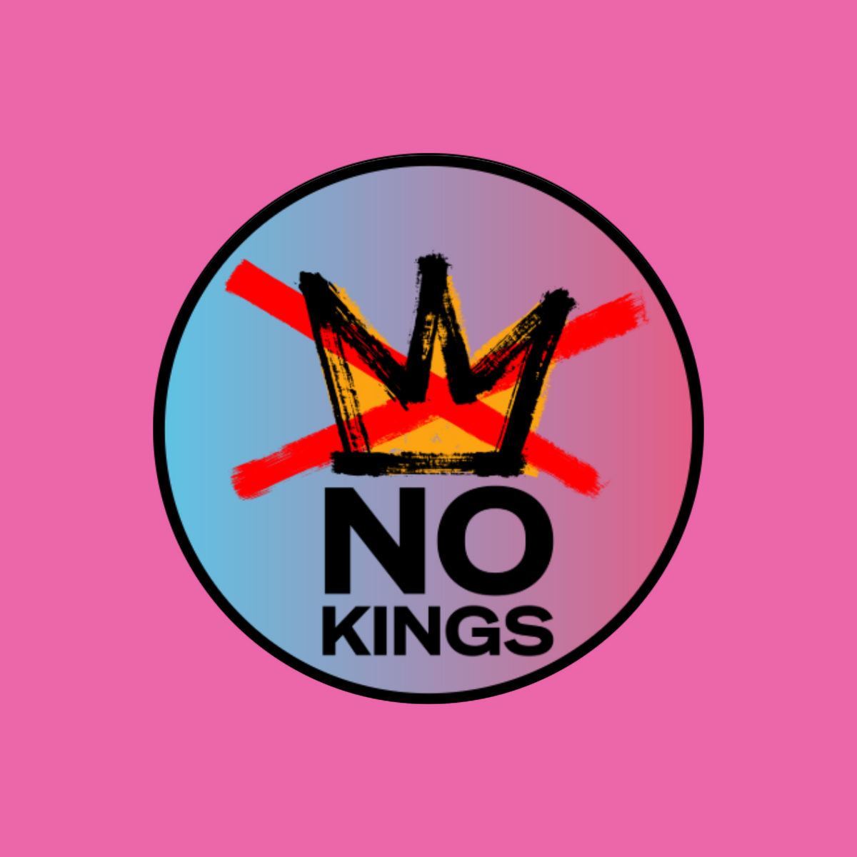 No Kings Crown - Purple and Pink Button with metal pinback 1.25"